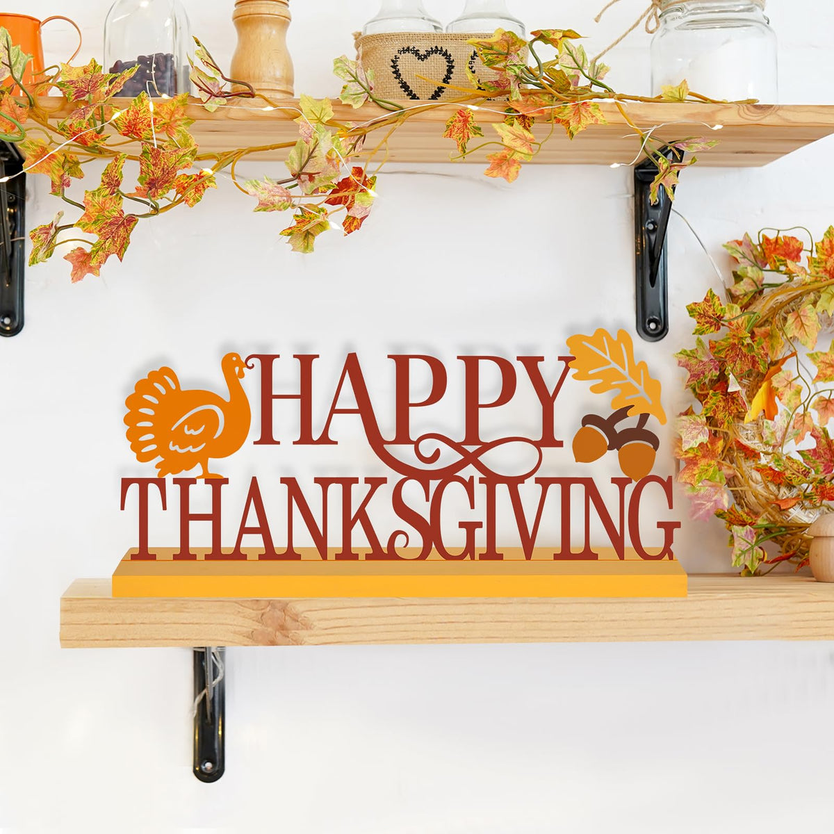 Metal Happy Thanksgiving Sign Decorations Party Shelf Mantel