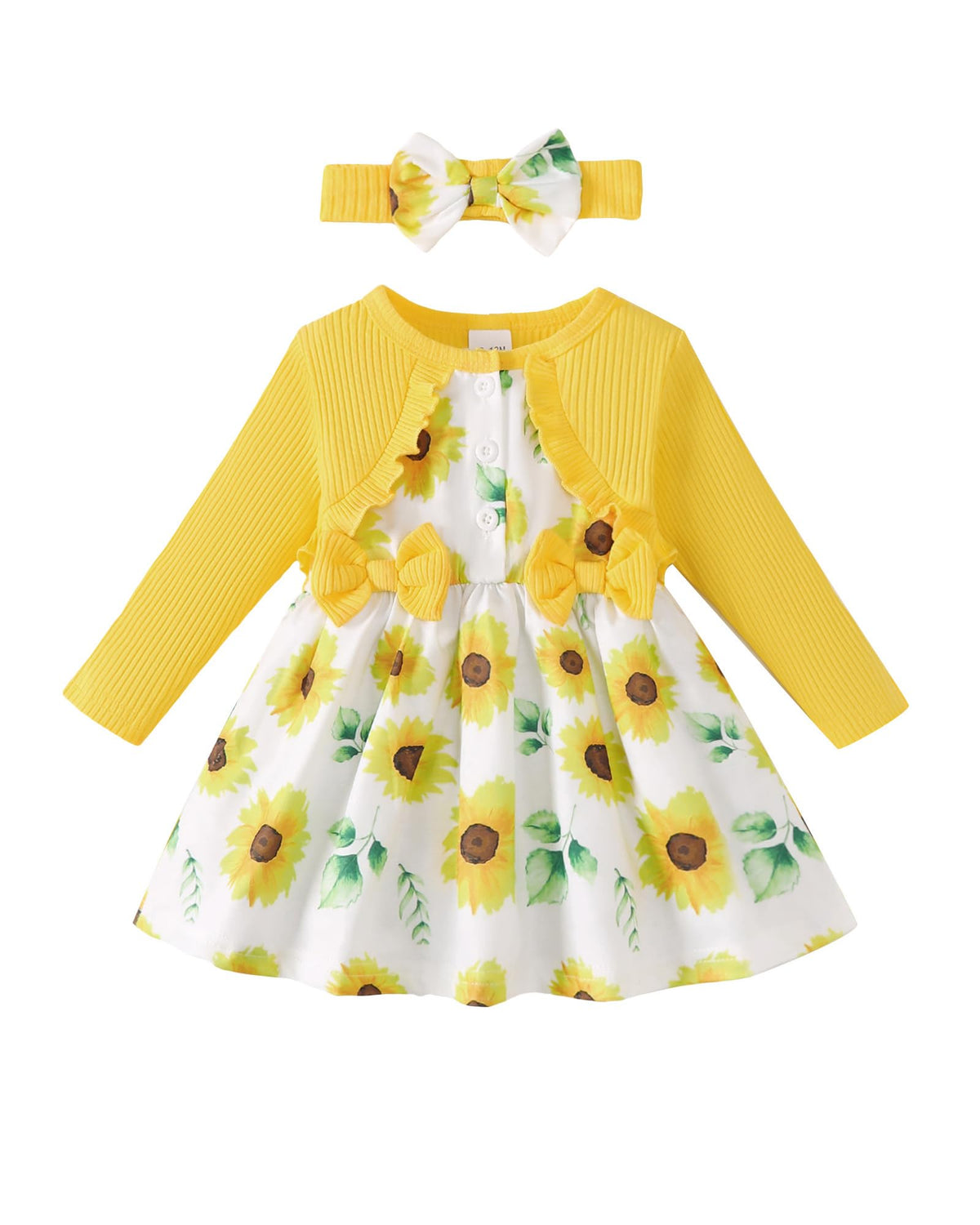Baby Girl Dress Sunflower Floral Long Sleeve Dress