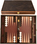 Luxury Turkish Backgammon Set for Adults, XXL 19 Inch Handcrafted Ebony Wood & Vintage PU Leather Backgammon Board