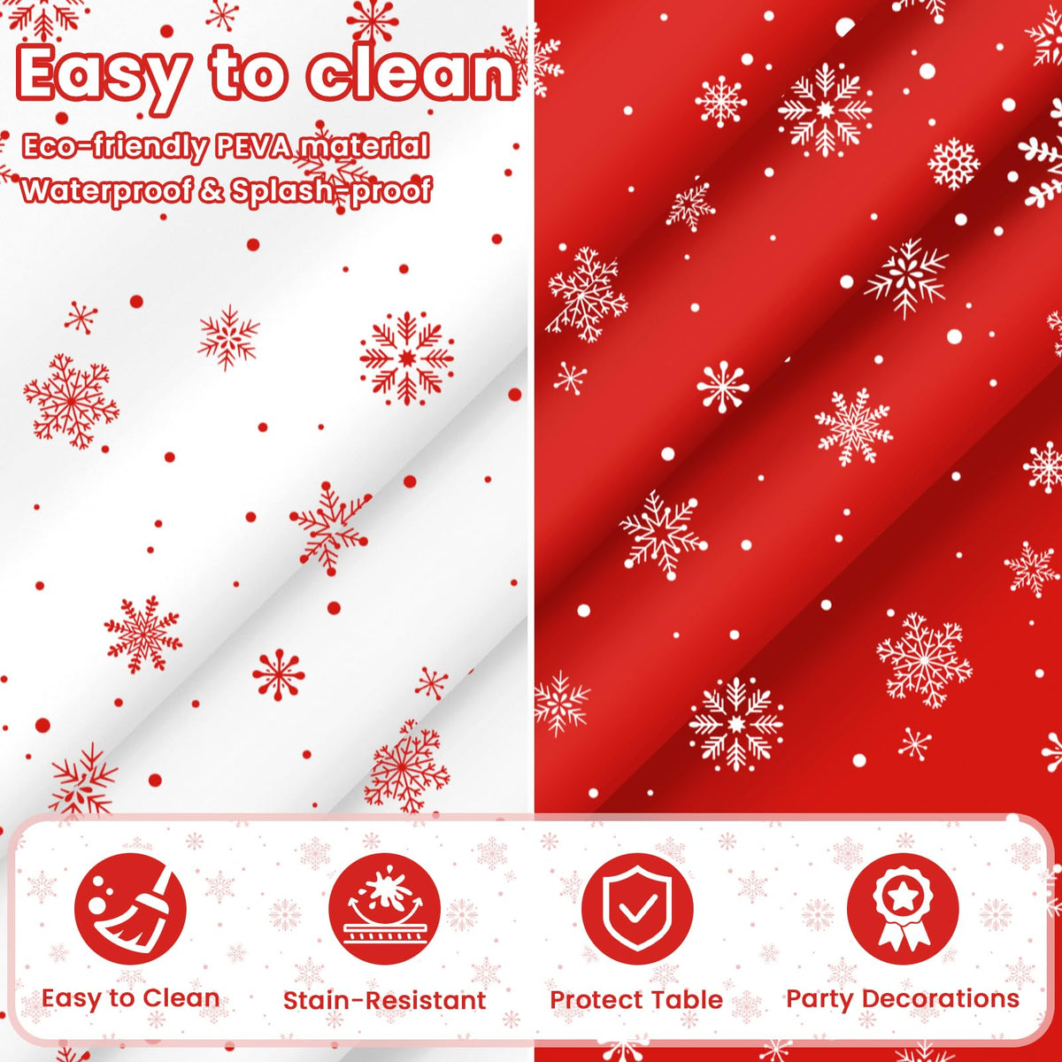12 Pcs Christmas Tablecloth Red and White Snowflake Winter Round