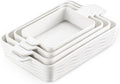 Casserole Dishes for Oven, Ceramic Dishes Set of 4, Porcelain Pan with Handles, Rectangular Lasagna Pan for , Wedding