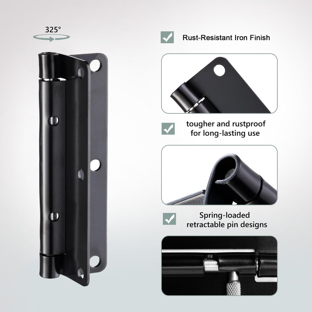 4 Inch Quick Release Hinge Rustproof Black Finish, 2 Pack