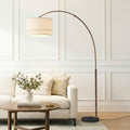Inspired Arco Style Mason Arc Floor Lamp - Modern Corner Standing Lamp with Unique Hanging Drum Lamp Shade - Bright Overhead, Curved