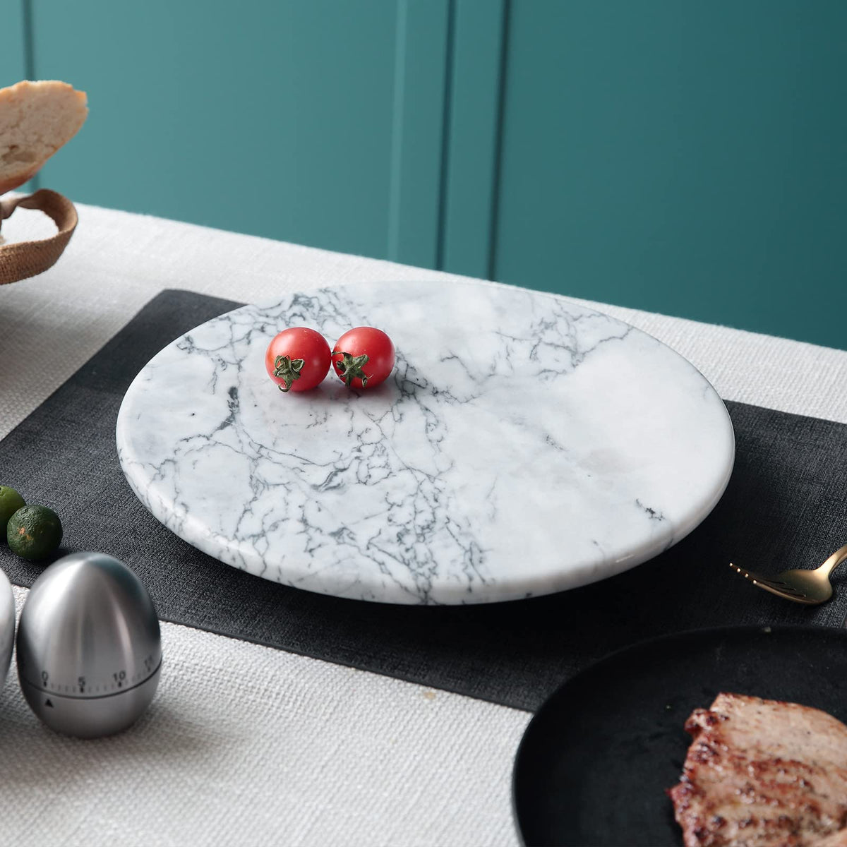 12'' Marble Lazy Susan for Countertop Kitchen Turntable Storage Turner countertop Organizer Convenient Serving