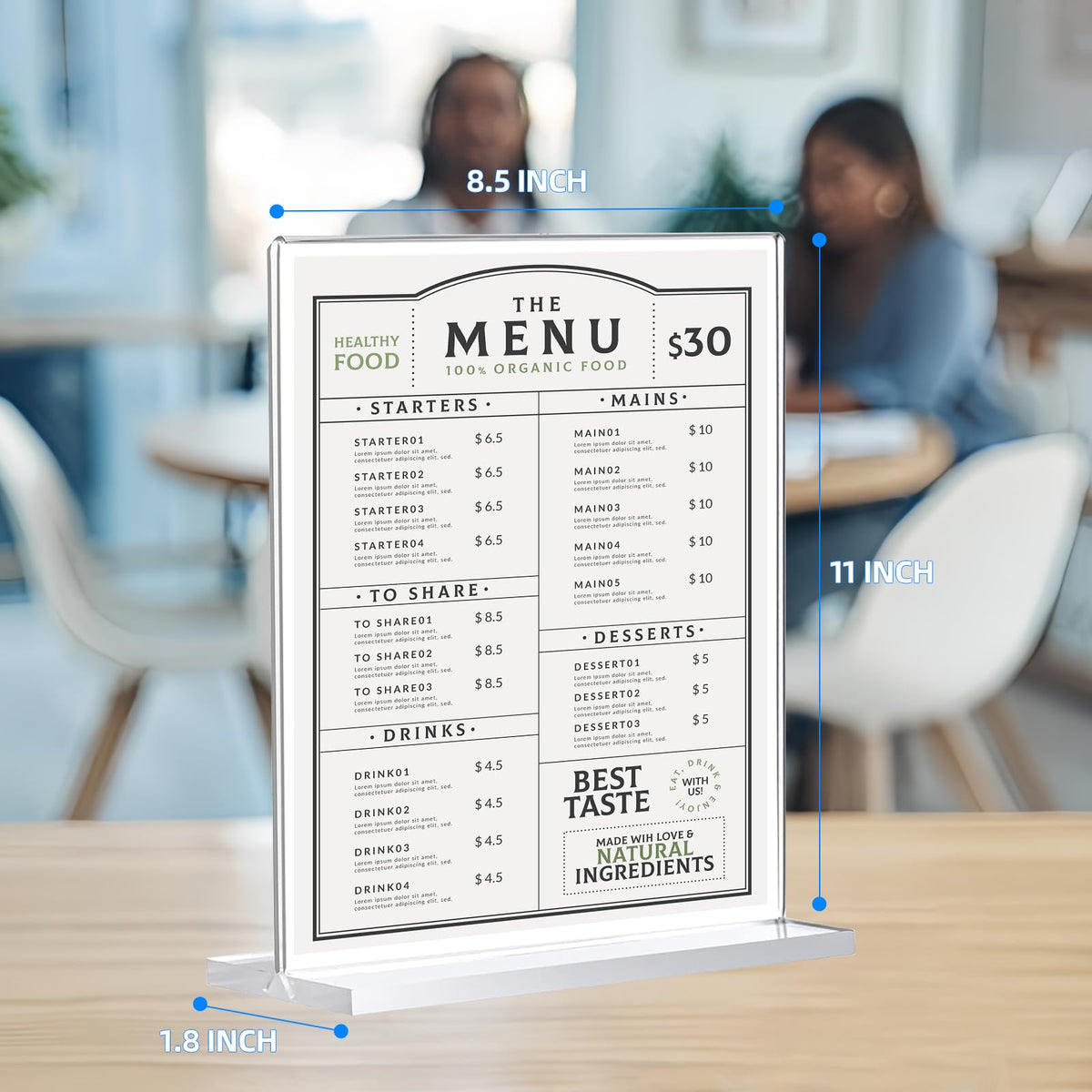 6 Pack Acrylic Sign Holder 8.5 x 11, Double-Sided Clear Sign Holder Plastic Stands for Display, T Shape Acrylic Table