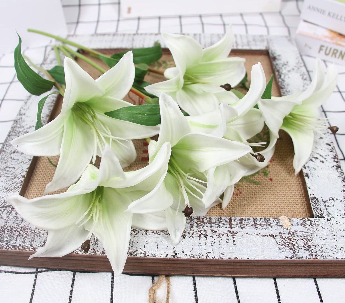 6 Pcs Artificial Lily Real Touch Fake Lily for Wedding Home Party Garden Shop Office Decoration Easter Lily (White, 6)