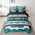 Western Aztec Twin Comforter Set with Sheets Cowhide Cow Print Vintage Animal Retro Fur 7 Pieces Bedding Set Boho