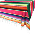 Mexican Serape Blanket, 84 X 59 Inch, Cotton, Rectangular, Rose Pink, Tablecloth, All-Season, Tassel