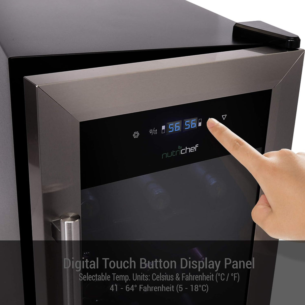 18 Bottle Wine Fridge | Dual Zone Wine Chiller | Adjustable Temperature 41°F to 64°F | Ultra Quiet Operation | Wine