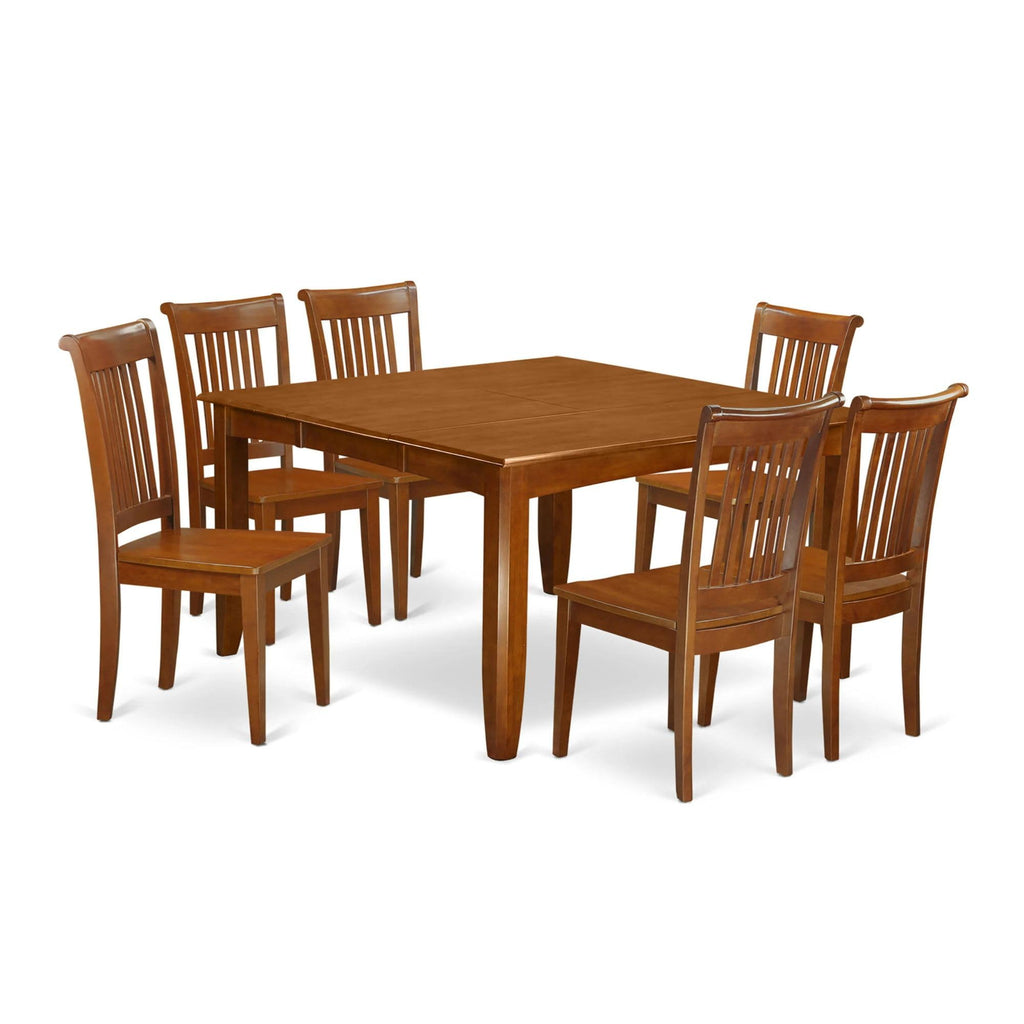 West Furniture 9 Piece Dining Room Table Set Includes a Square Kitchen Table with Butterfly Leaf and 8