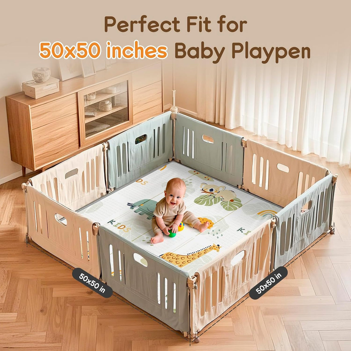 Foldable Baby Play Mat for Floor, Baby Floor Mat for Crawling, Reversible Waterproof & Non-Toxic Baby Foam Playmat