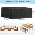 Patio Furniture Set Cover, 111"L X 74"W X 28"H, 600D Outdoor Furniture Covers Waterproof, Rectangular Heavy Duty
