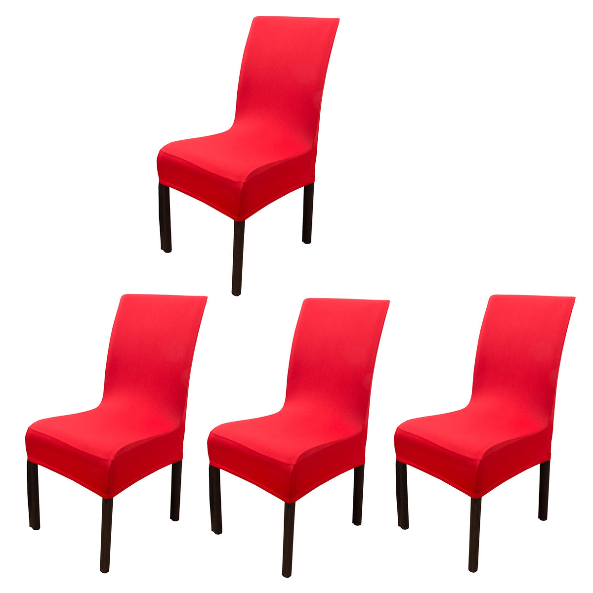 4 Packs Stretch Dining Room Chair Covers Chairs Seat Slipcovers (Red, 4)