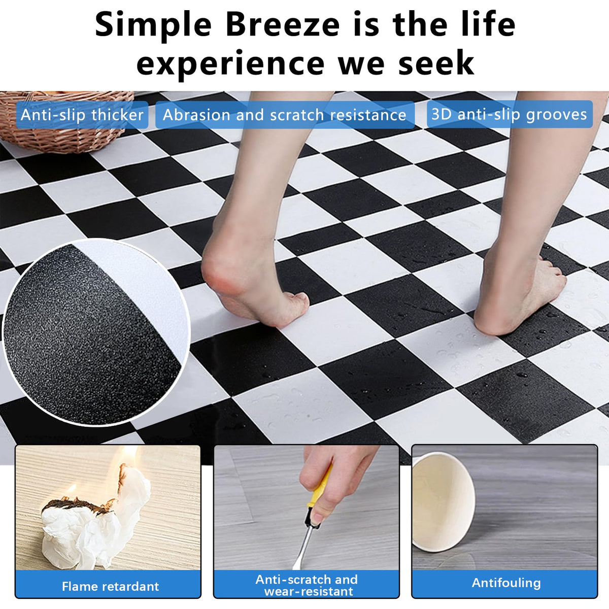 Peel and Stick Floor Tile,Floor Stickers,Floor Tiles Peel and Stick Waterproof,Kitchen, Living Room (605, 11.8" 394)