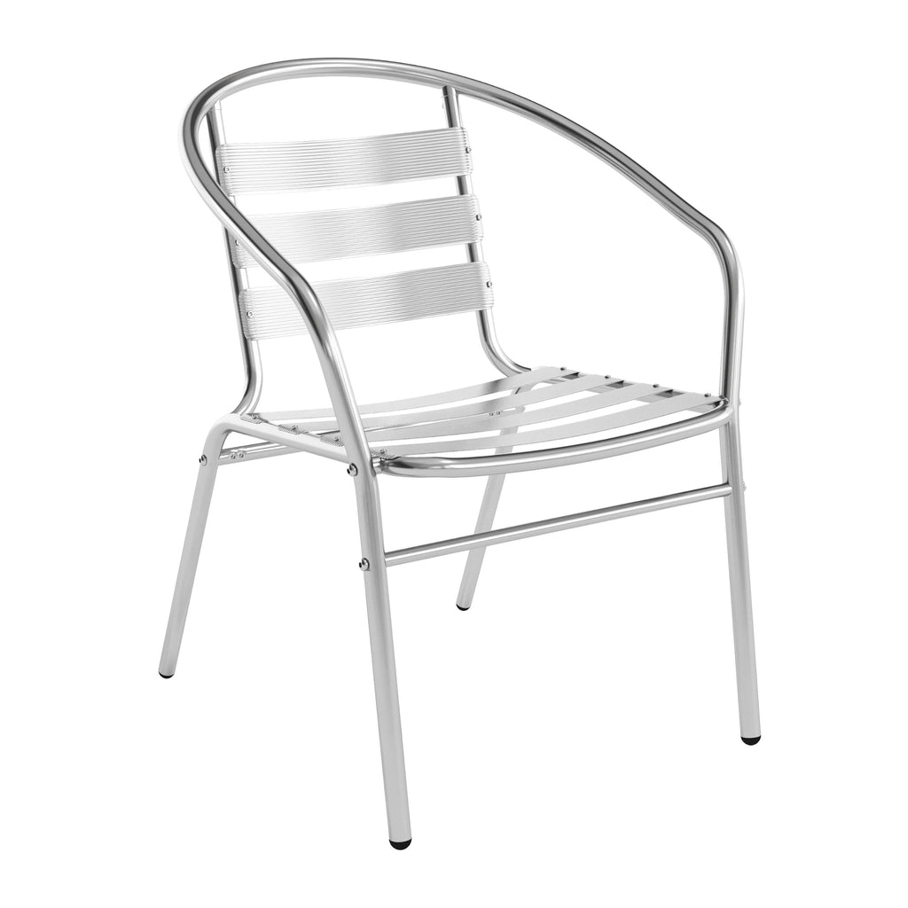 Commercial Aluminum Slat Back Indoor/Outdoor Stack Chair