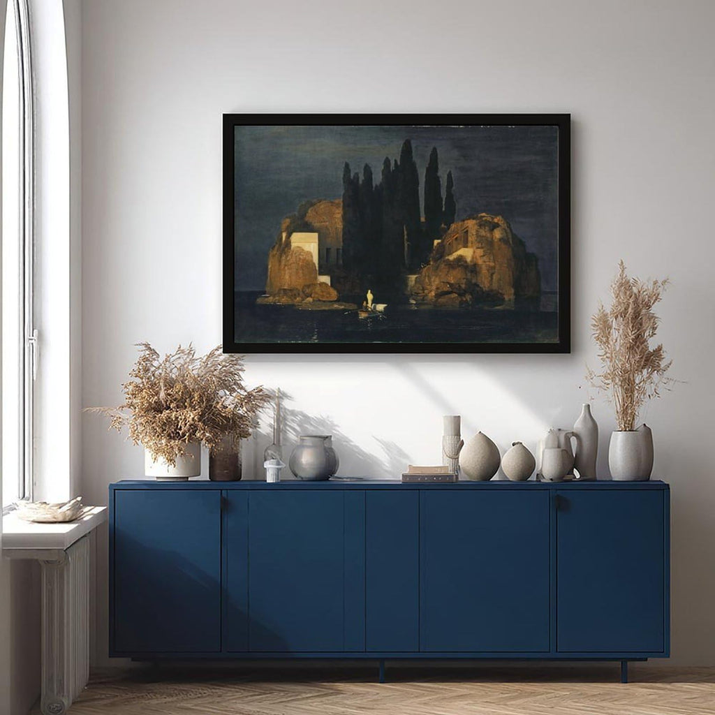 Arnold Bocklin Isle of Dead Canvas Wall Art, Symbolism Oil Painting Print, Vintage Gothic Fine Poster Bedroom Office