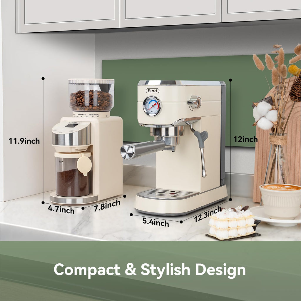20 Bar Espresso Machine with Conical Burr Anti-Static Coffee Grinder