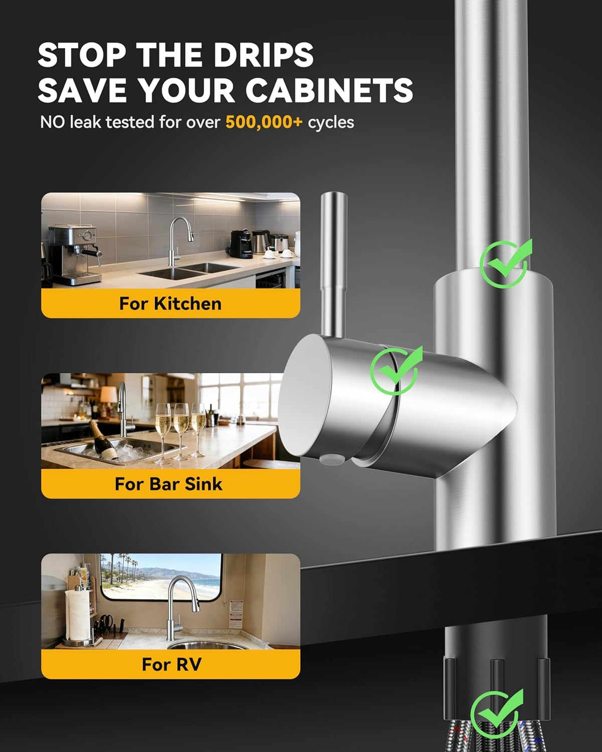 Kitchen Faucet with Pull Down Sprayer, Single Handle High Arc Kitchen Sink Faucet