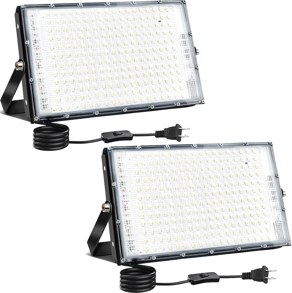 LED Flood Lights Outdoor, 2 Pack 150W 15000LM Bright Exterior Floodlight, IP65 Waterproof LED Work Lights, 6500K
