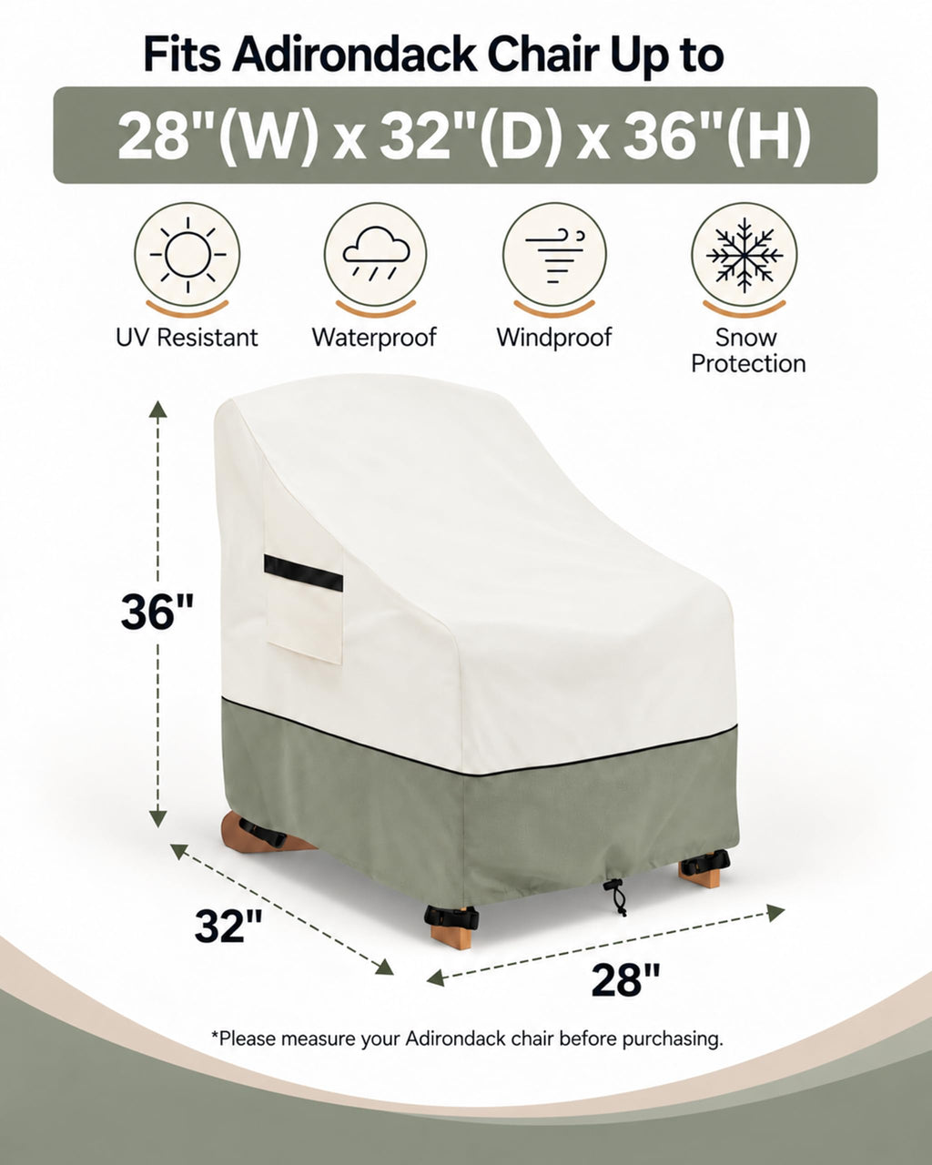 Patio Adirondack Chair Cover 2 Pack, Waterproof Heavy Duty Outdoor Chair Covers, Patio Adirondack Chair Cover for