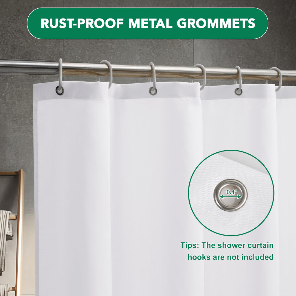 Fabric Shower Curtain Liner 72x72 Inch-White Shower Liners with Magnets