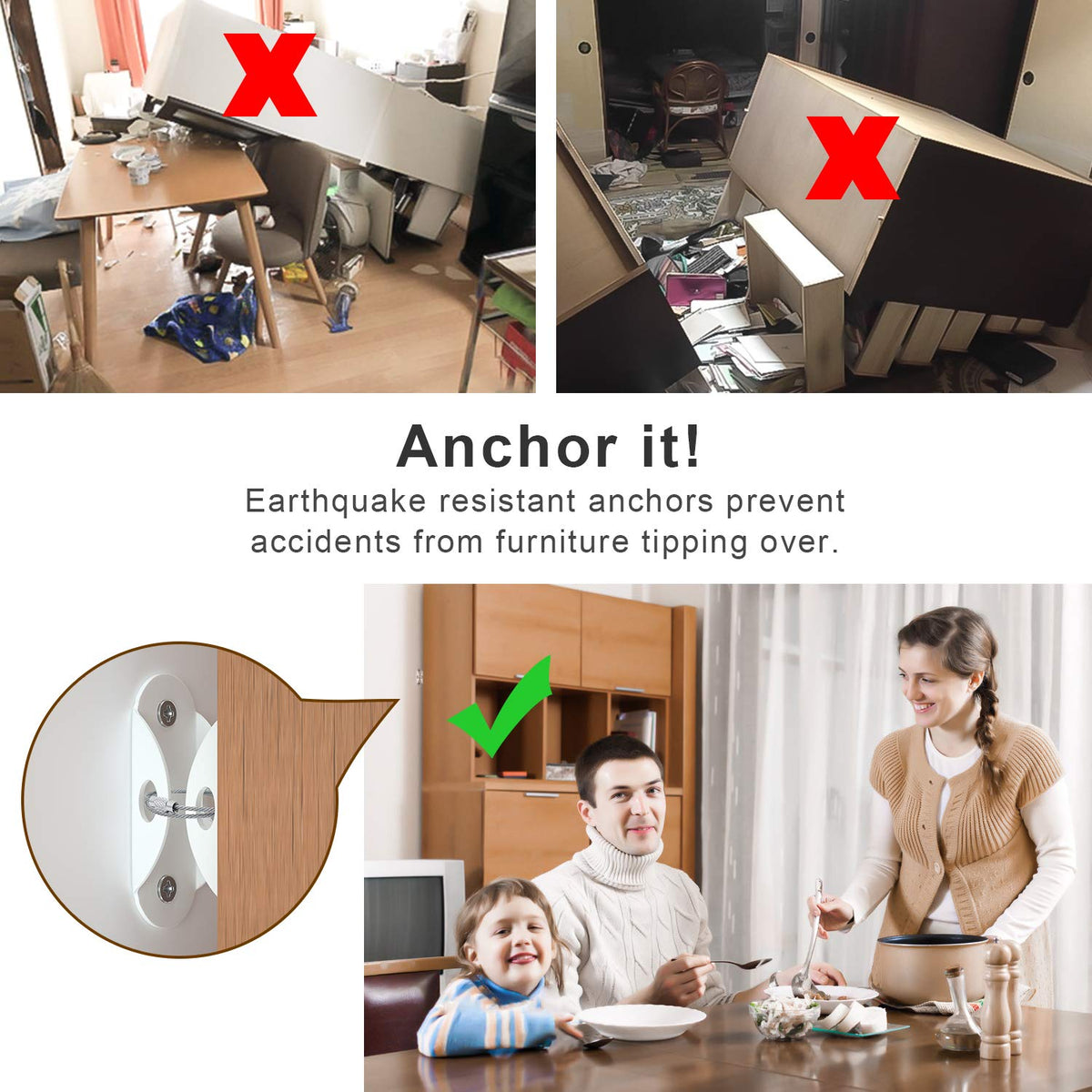 Furniture Anchors(10 Pack), Furniture Straps for Baby Proofing