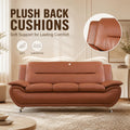 3-Piece Faux Leather Couches with Metal Feet & Padded Armrests Easy Clean