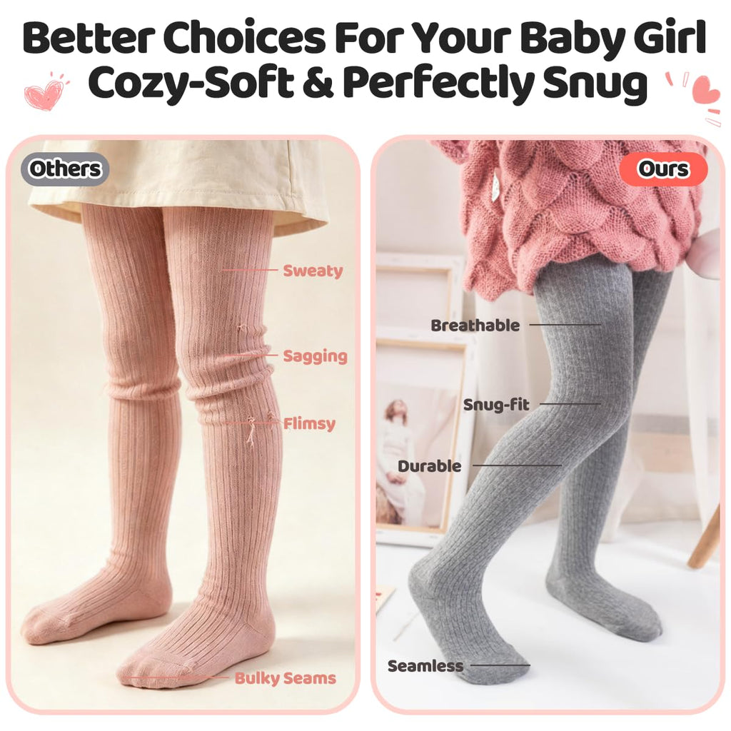Baby Girls Tights Cable Knit Leggings Stockings Cotton 3 Pack Pantyhose Infants Toddlers