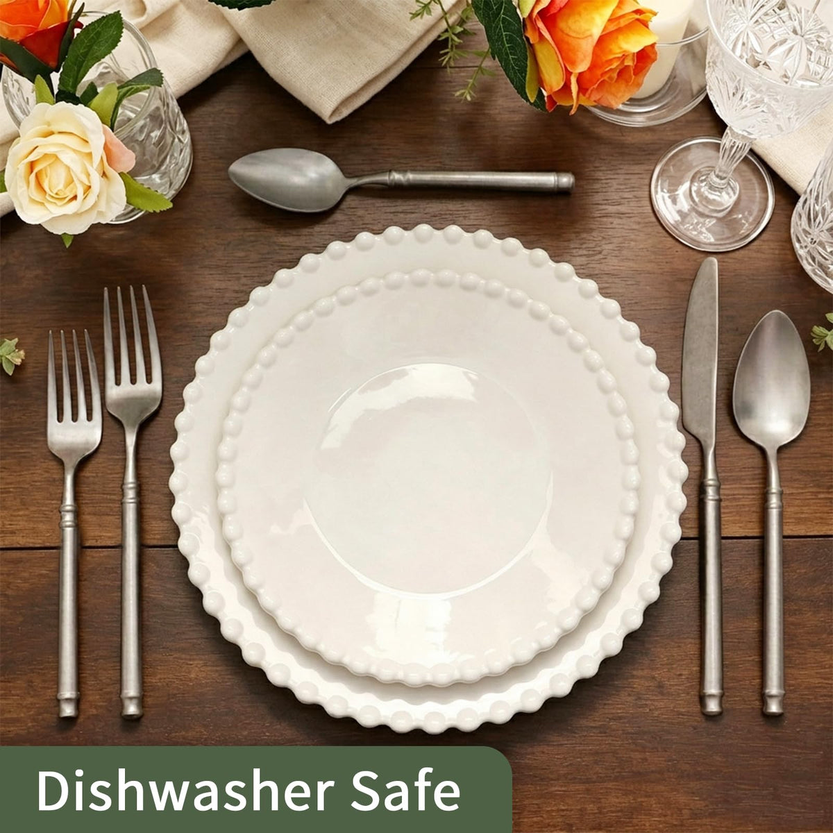 Silverware Set 18/10 Stainless Steel Vintage Flatware Set Service for 4, 20-Piece Hand Forged Distressed Finish