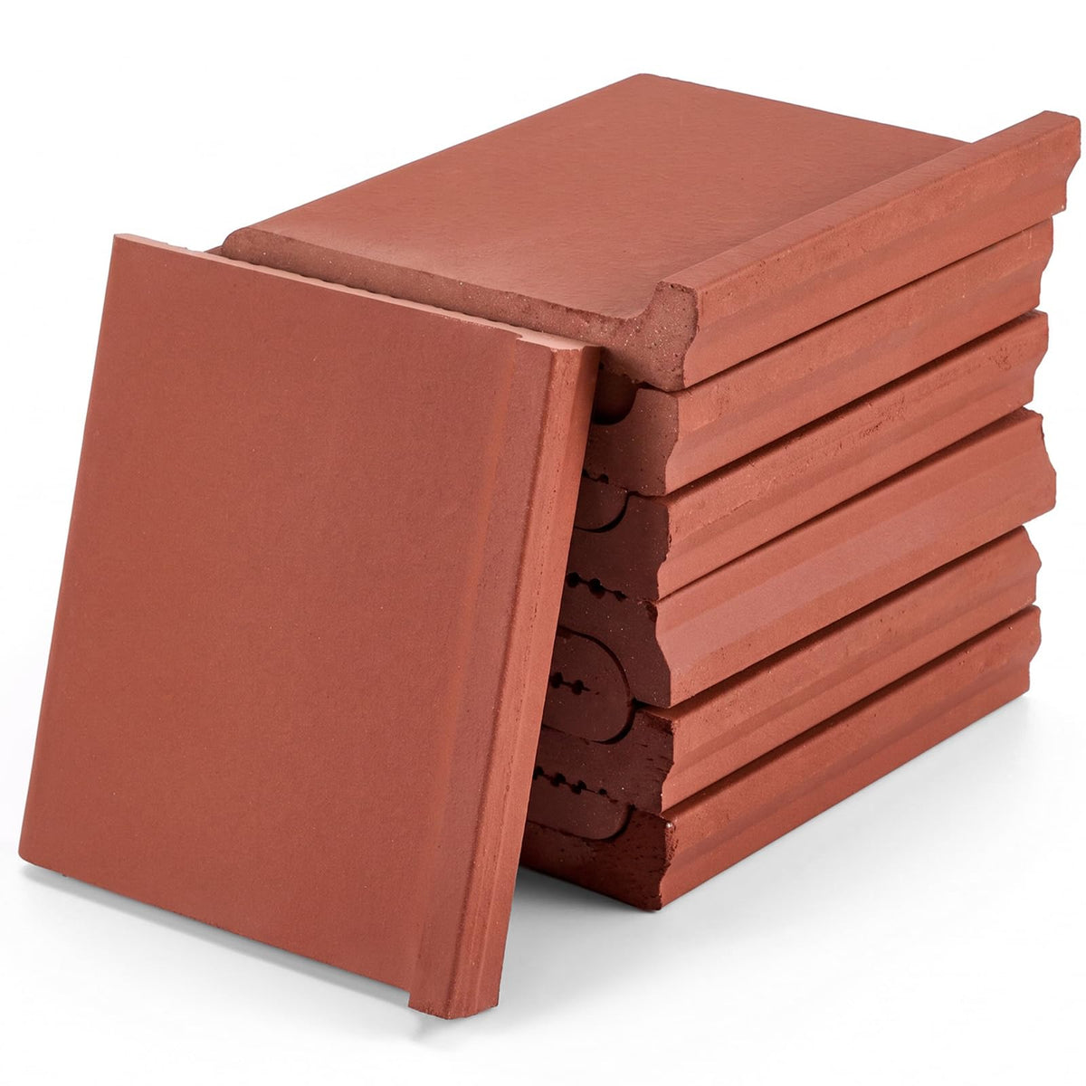 18 Pack Red Ceramic Quarry Cove Base Tile, 5.9 x 5.5