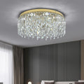 19.7-Inch Gold Crystal Modern Flush Mount Chandelier for Bedrooms and Dining