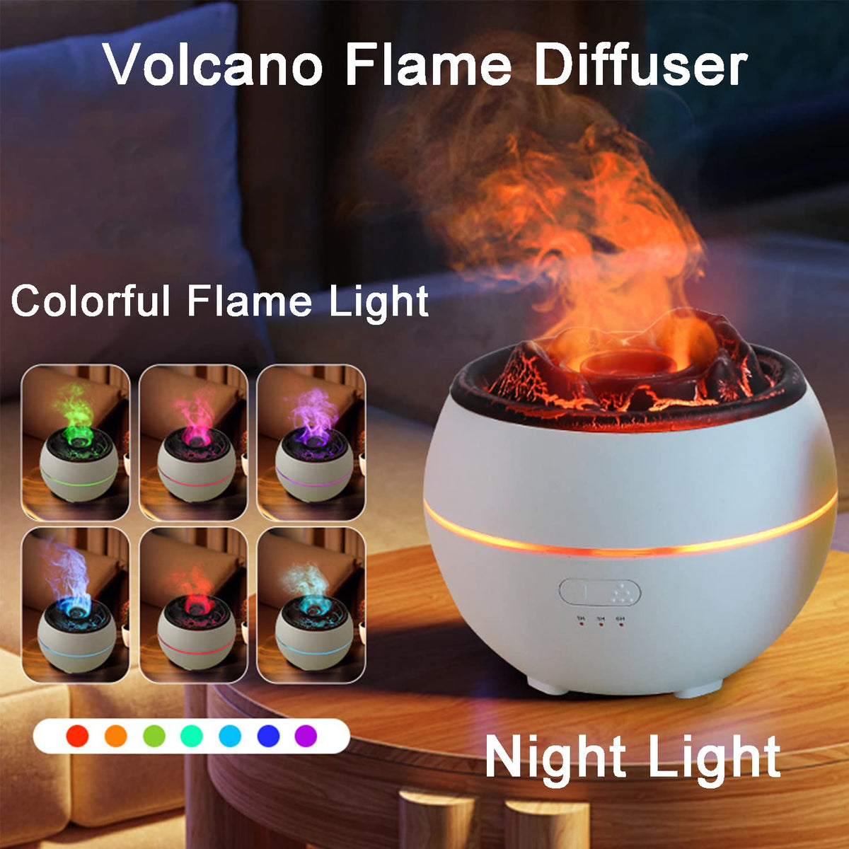 Essential Oil Diffuser, Volcano Flame Fire Oil Diffuser, 360ml Ultrasonic Cool Mist Aromatherapy Humidifier, Scent