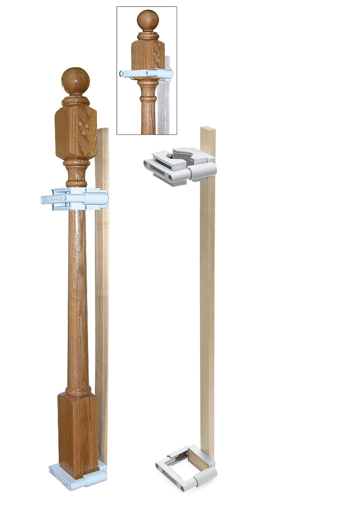 No Hole Stairway Baby Gate Mounting Kit - Fits Posts from 2 3/4 inches to 3 1/2 inches Wide with Square or Round Tops