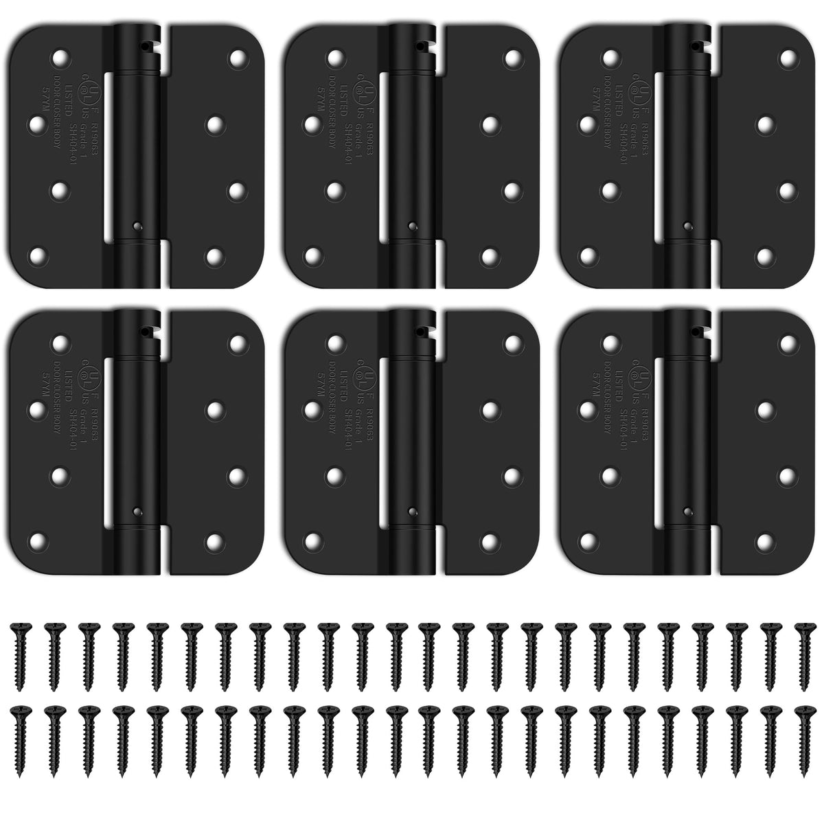 4 Inch Self Closing Door Hinges, 5/8" Radius Corners Spring Loaded Hings