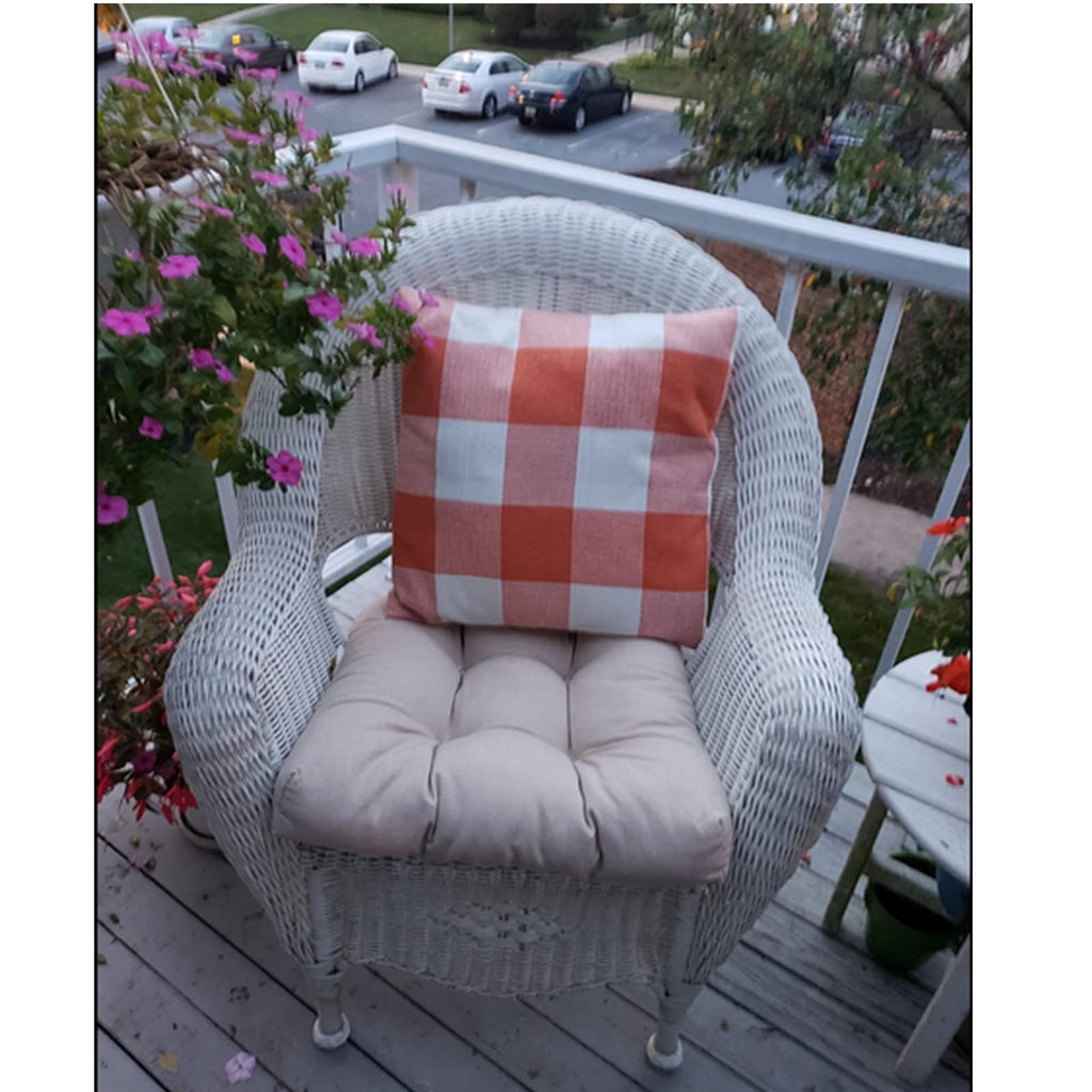 Outdoor Fall Throw Pillow Covers 22x22 Set of 2 Orange Buffalo Plaid
