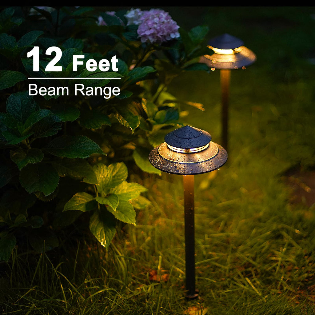 Pathway Lights Kits 3W LED 8PK Outdoor Low Voltage Landscape Lighting 180 Lumen Hardwired 2 Tier Pagoda Path Light