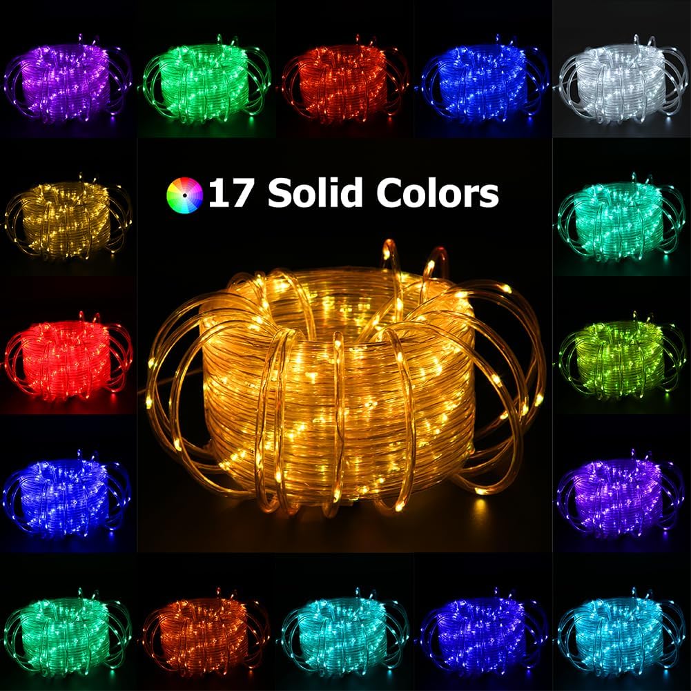 200ft Outdoor LED Rope Lights, IP68 Waterproof 25 Color Changing String Lights with 149 Modes, Warm White&RGB Twinkle