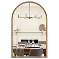 Glod Arched Bathroom Mirror,24"x38" Champagne Bronze Beaded Mirror
