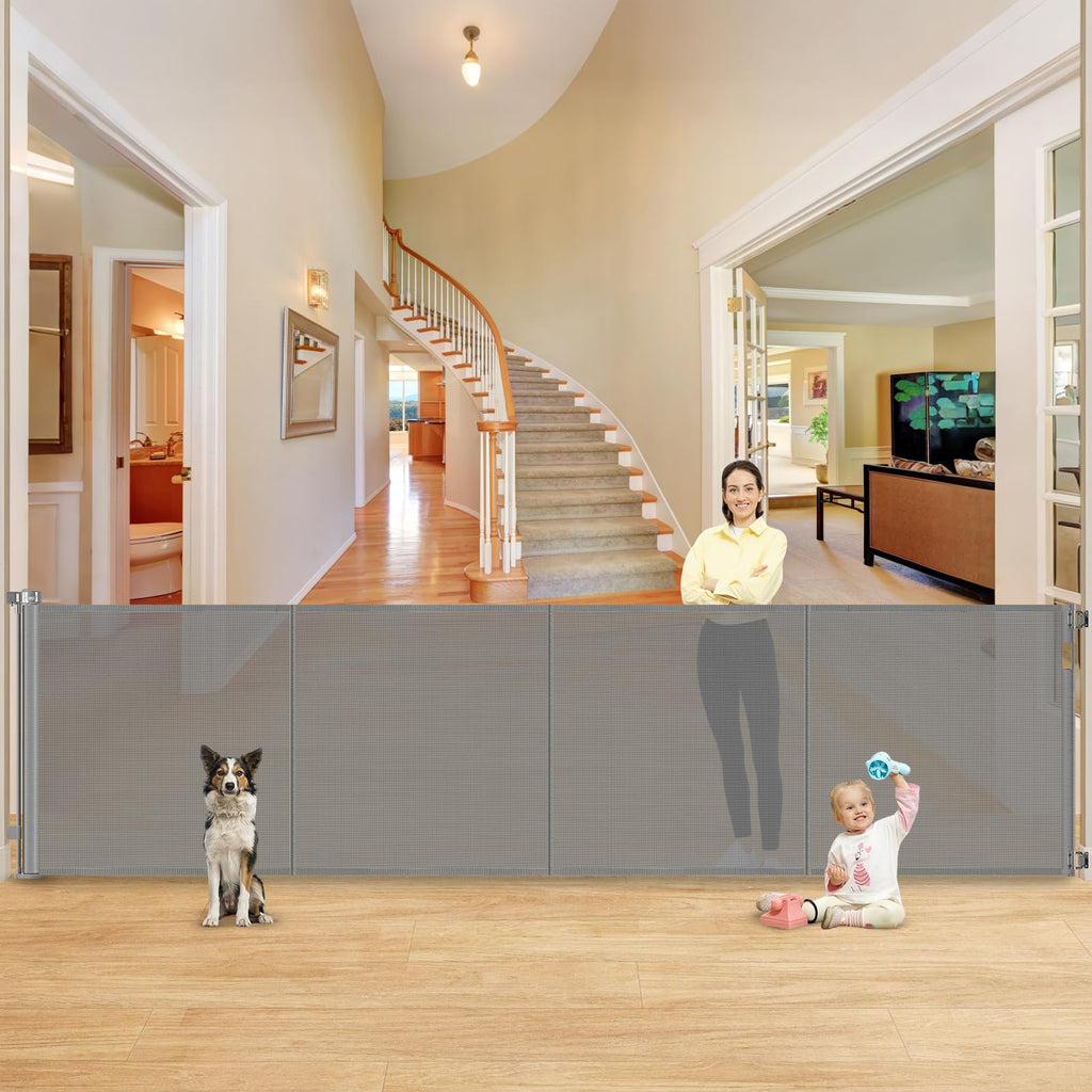 Reinforced 42" Extra Tall X 159" Extra Wide Baby Gate Retractable Baby Gates Prevent Babies and Dogs from Squeezing