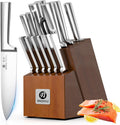 15-Piece Knife Block Set Built-in Sharpener, Japanese High Carbon Stainless Steel Kitchen Knife Set, Dishwasher Safe