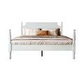 Solid Wood Queen Size Platform Frame, Headboard & Footboard, No Box Spring Needed, 12 Wooden Slats, Center Metal