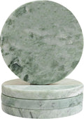 Green Marble Drink Coasters, Natural Stone Coasters, Elegant Home Decor - Set of 4