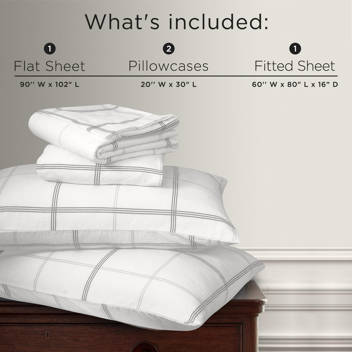 Printed Flannel Sheet Set, 100% Natural Cotton, Soft, Warm & Deep Pocket, Advanced Nano-Tech Making it Resistance to