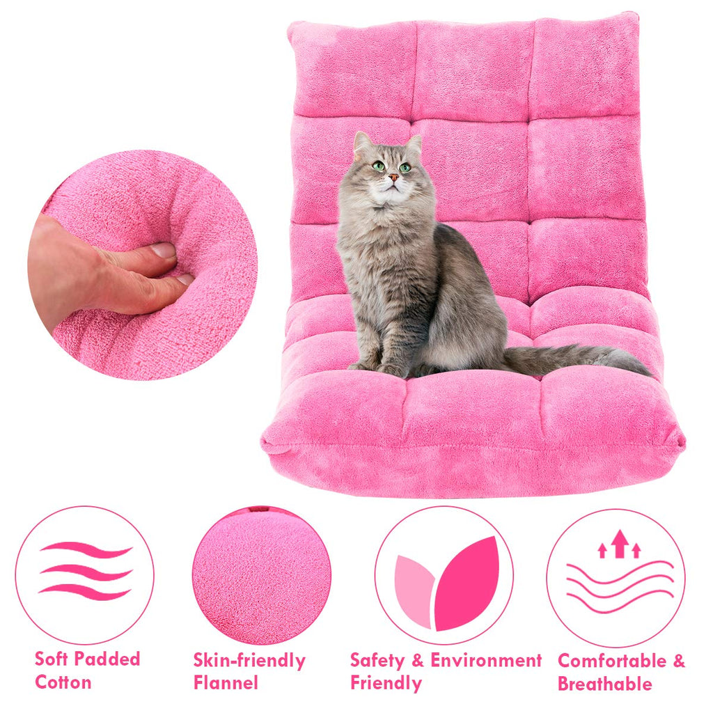 Floor Chairs for Adults, Floor Gaming Chair w/Back Support (Pink)