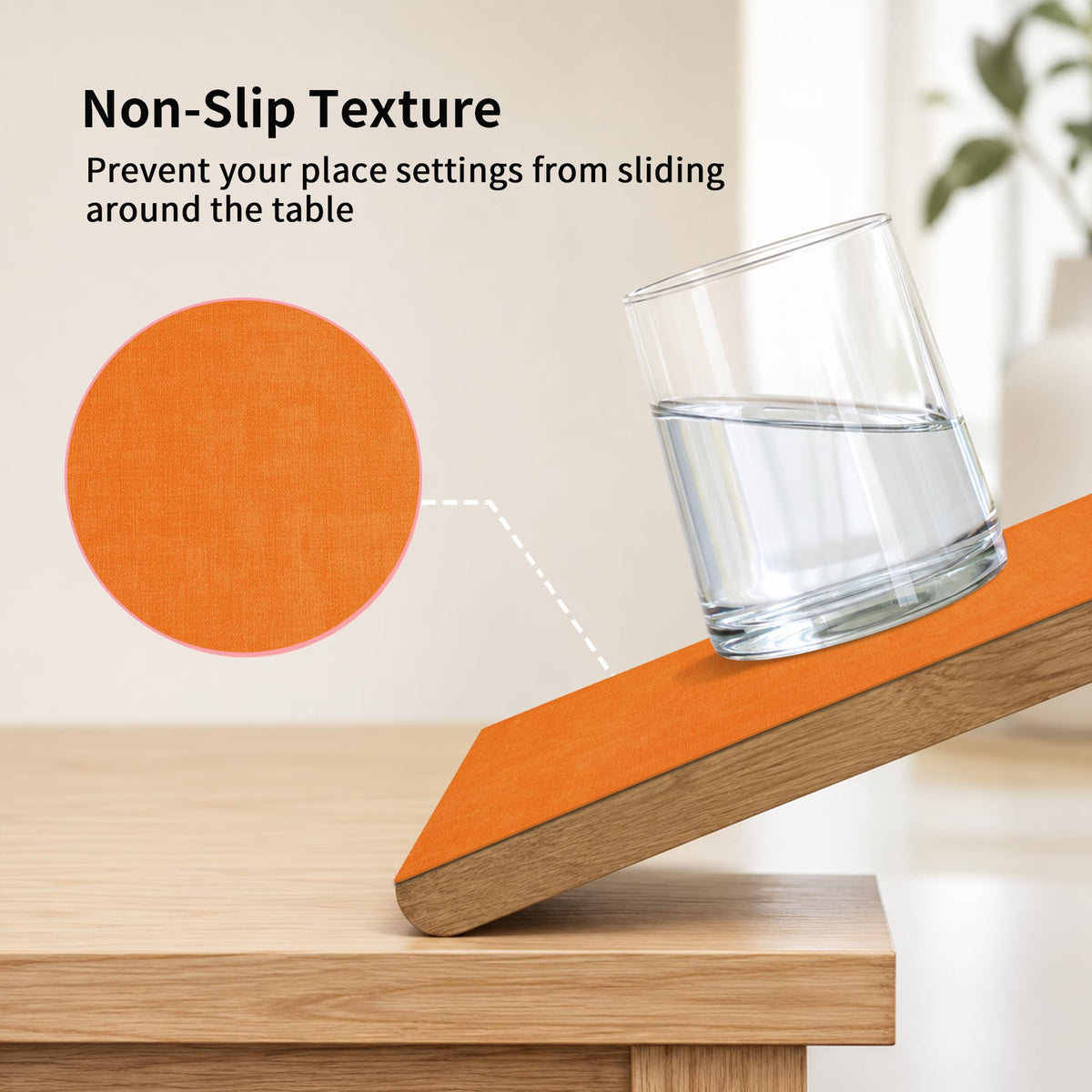 Faux Leather Placemats Set of 6, Easy to Clean, Pumpkin Orange