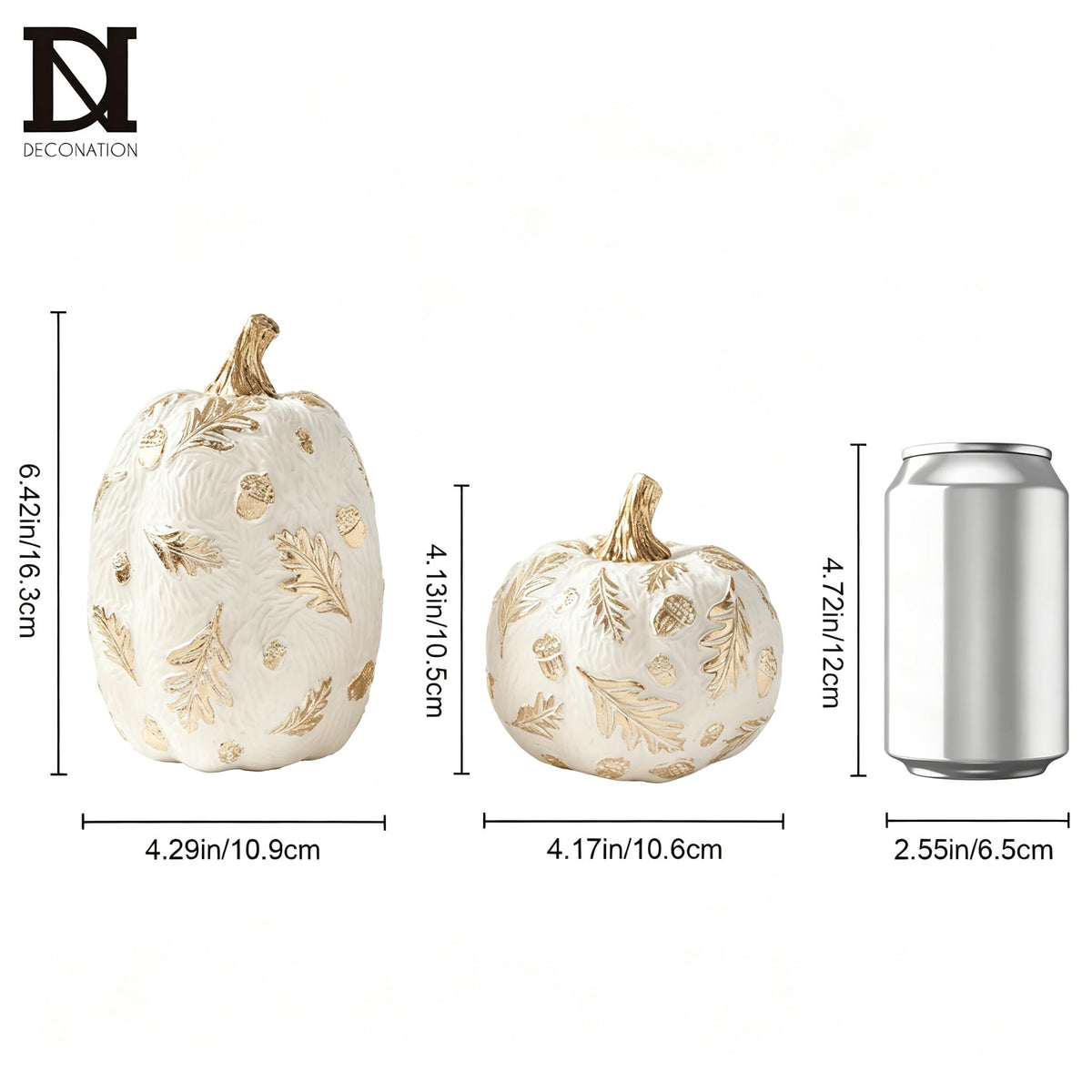 2Pcs Fall Pumpkin Decor, Fake Resin Pumpkin Table Decorations