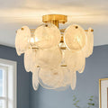 15-Inch Brass Gold Semi-Flush Mount Ceiling Light for Bedrooms and Hallways