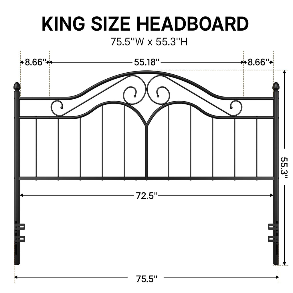 Headboard for Bed Frame Vintage Platform Bed Metal Headboard Only
