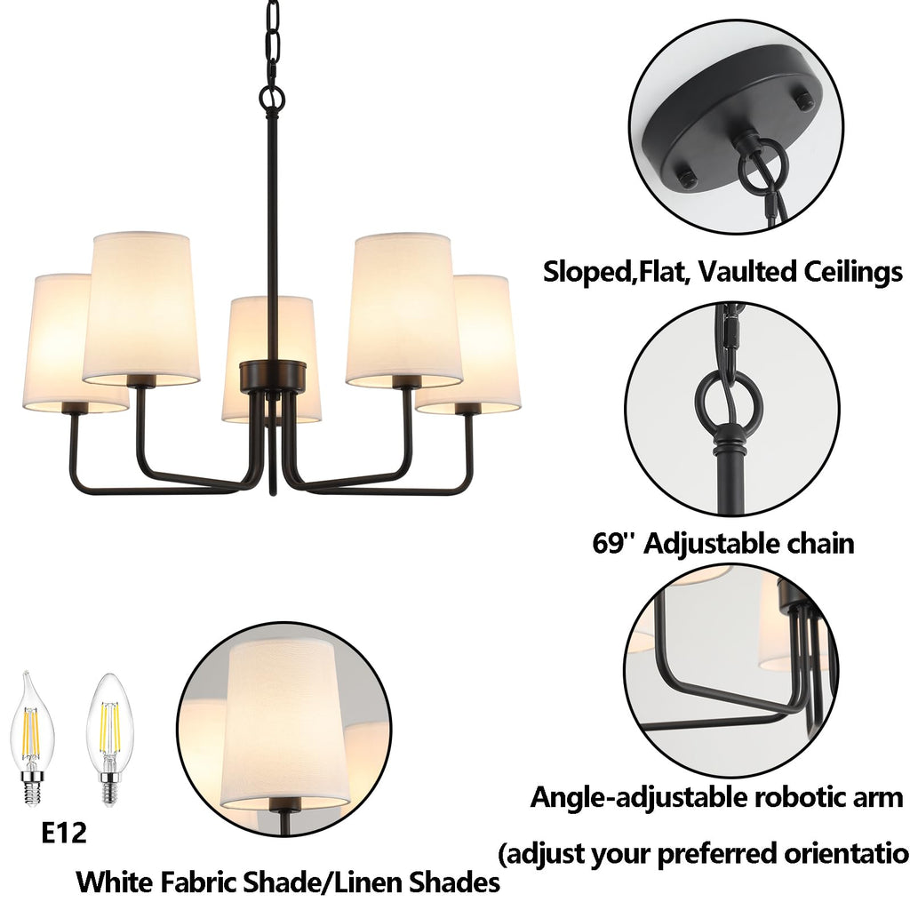 5-Light Farmhouse Rectangular Chandelier