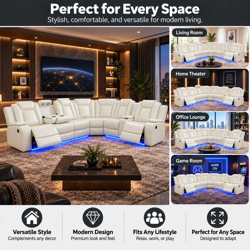 8-Seater Power Reclining Sofa Set